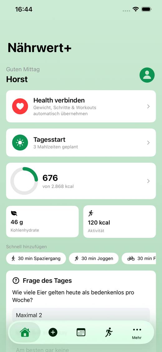 Nährwert+ Dashboard
